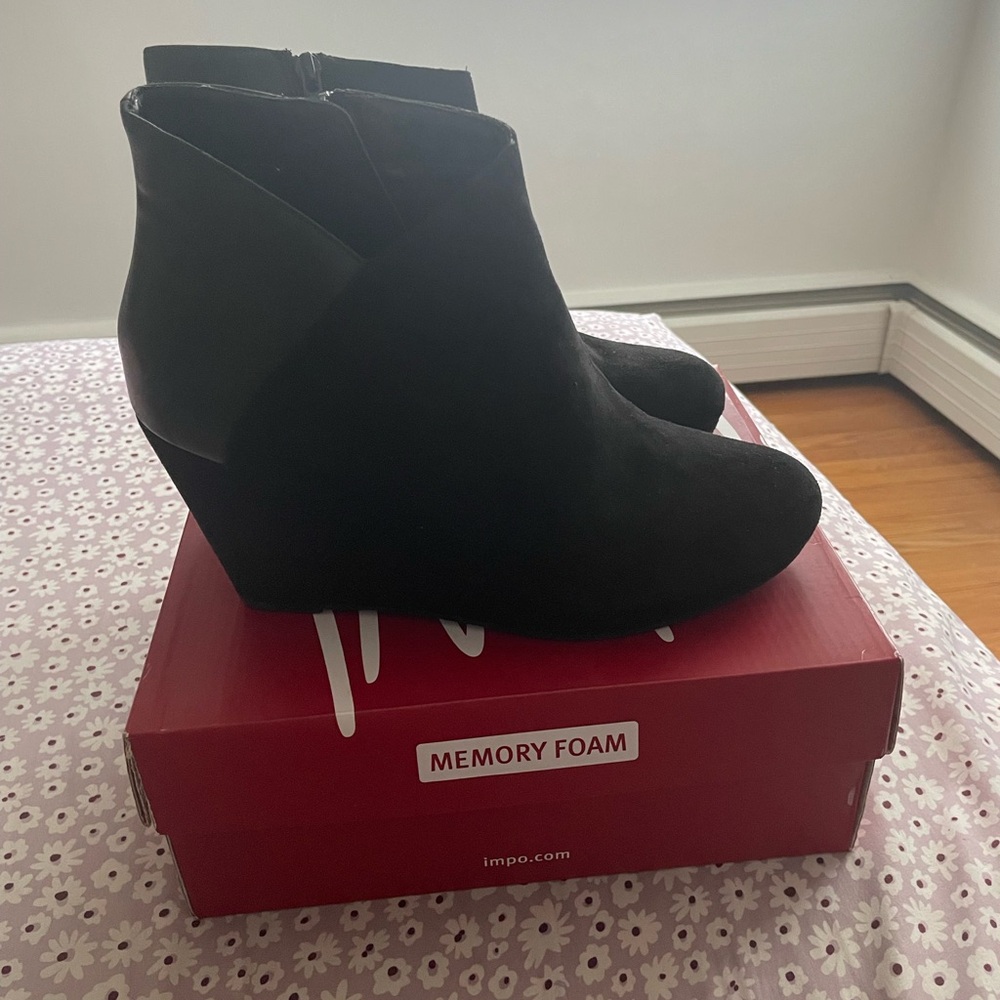 Tandy Black Wedge Ankle Booties